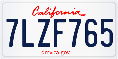 CA license plate 7LZF765