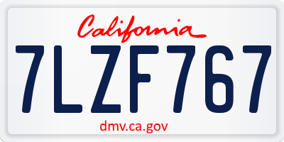 CA license plate 7LZF767