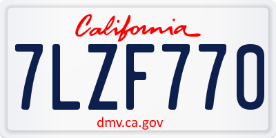 CA license plate 7LZF770