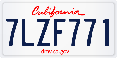 CA license plate 7LZF771