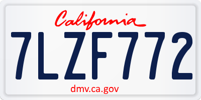 CA license plate 7LZF772