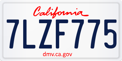 CA license plate 7LZF775