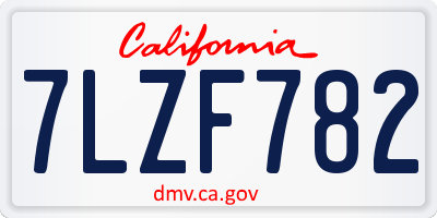 CA license plate 7LZF782