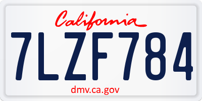 CA license plate 7LZF784