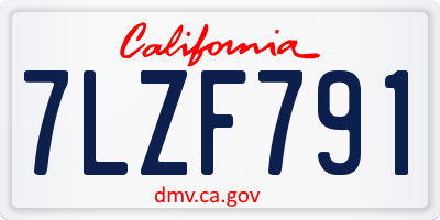 CA license plate 7LZF791