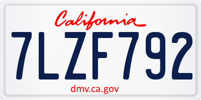 CA license plate 7LZF792