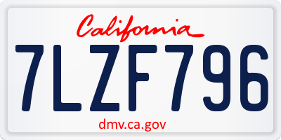 CA license plate 7LZF796