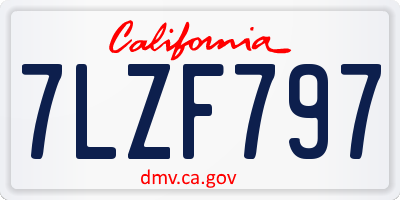 CA license plate 7LZF797