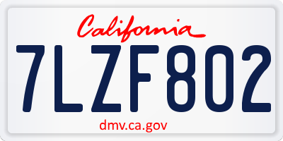 CA license plate 7LZF802