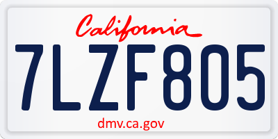 CA license plate 7LZF805