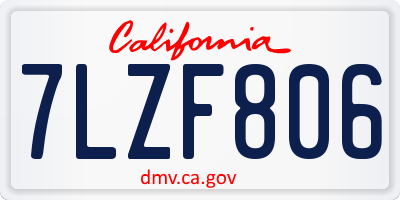 CA license plate 7LZF806