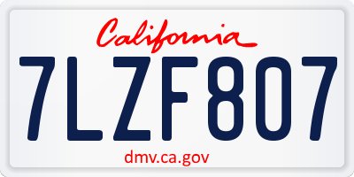 CA license plate 7LZF807