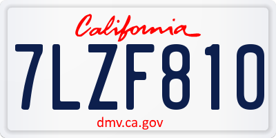 CA license plate 7LZF810