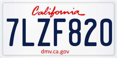 CA license plate 7LZF820