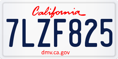 CA license plate 7LZF825