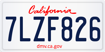 CA license plate 7LZF826