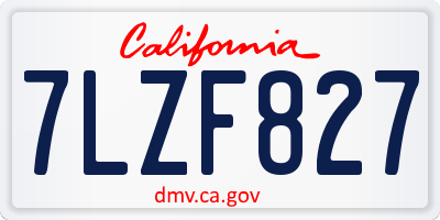 CA license plate 7LZF827