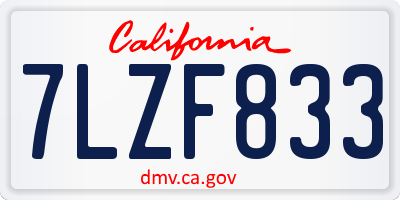 CA license plate 7LZF833