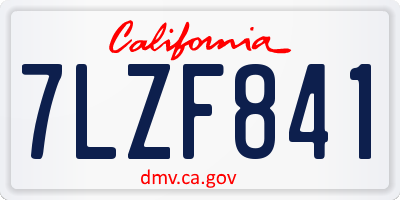 CA license plate 7LZF841