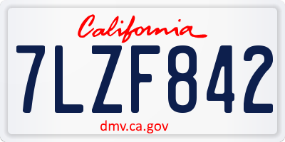 CA license plate 7LZF842