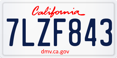 CA license plate 7LZF843