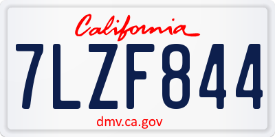 CA license plate 7LZF844