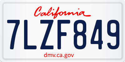 CA license plate 7LZF849