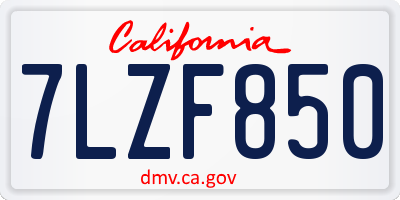 CA license plate 7LZF850