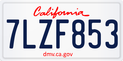 CA license plate 7LZF853