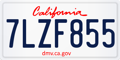 CA license plate 7LZF855