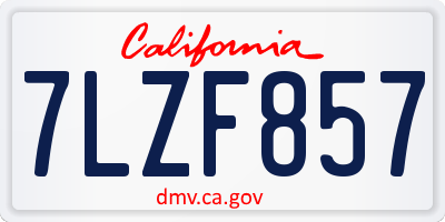 CA license plate 7LZF857
