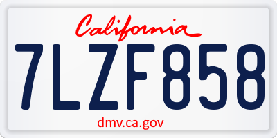 CA license plate 7LZF858