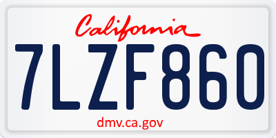 CA license plate 7LZF860
