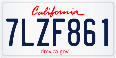 CA license plate 7LZF861