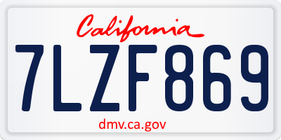 CA license plate 7LZF869