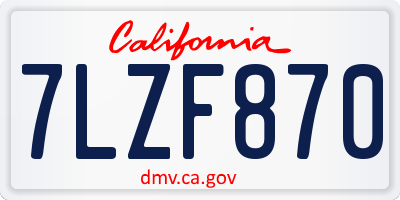 CA license plate 7LZF870