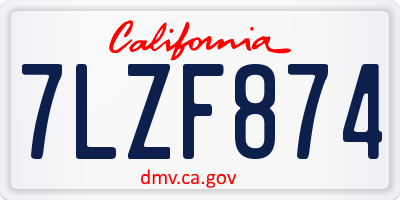 CA license plate 7LZF874