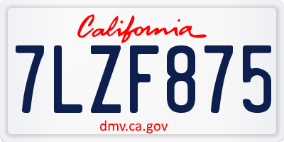 CA license plate 7LZF875