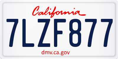 CA license plate 7LZF877