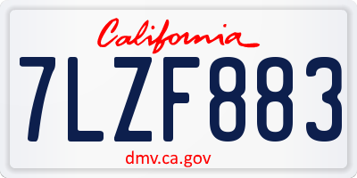 CA license plate 7LZF883