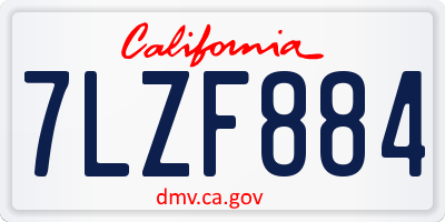 CA license plate 7LZF884