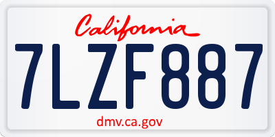 CA license plate 7LZF887