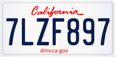 CA license plate 7LZF897