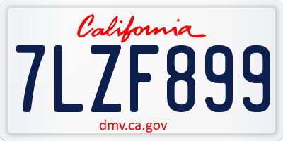 CA license plate 7LZF899