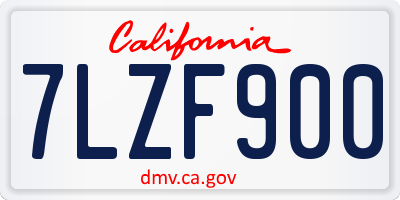 CA license plate 7LZF900