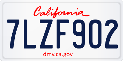 CA license plate 7LZF902