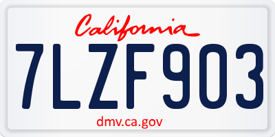 CA license plate 7LZF903