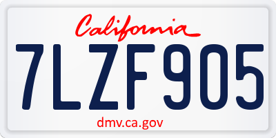 CA license plate 7LZF905