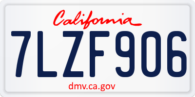 CA license plate 7LZF906