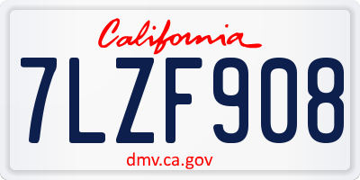 CA license plate 7LZF908